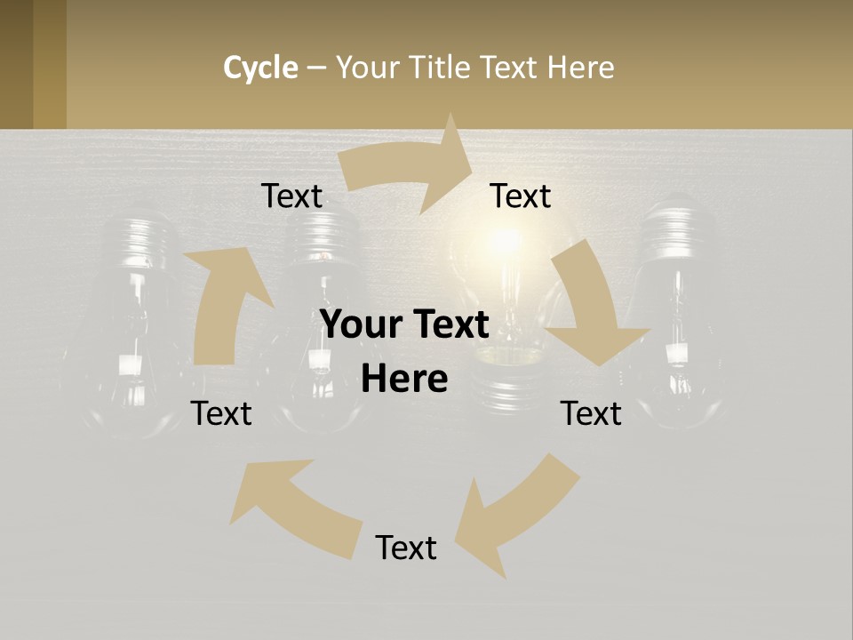 A Group Of Light Bulbs Sitting On Top Of A Wooden Table PowerPoint Template