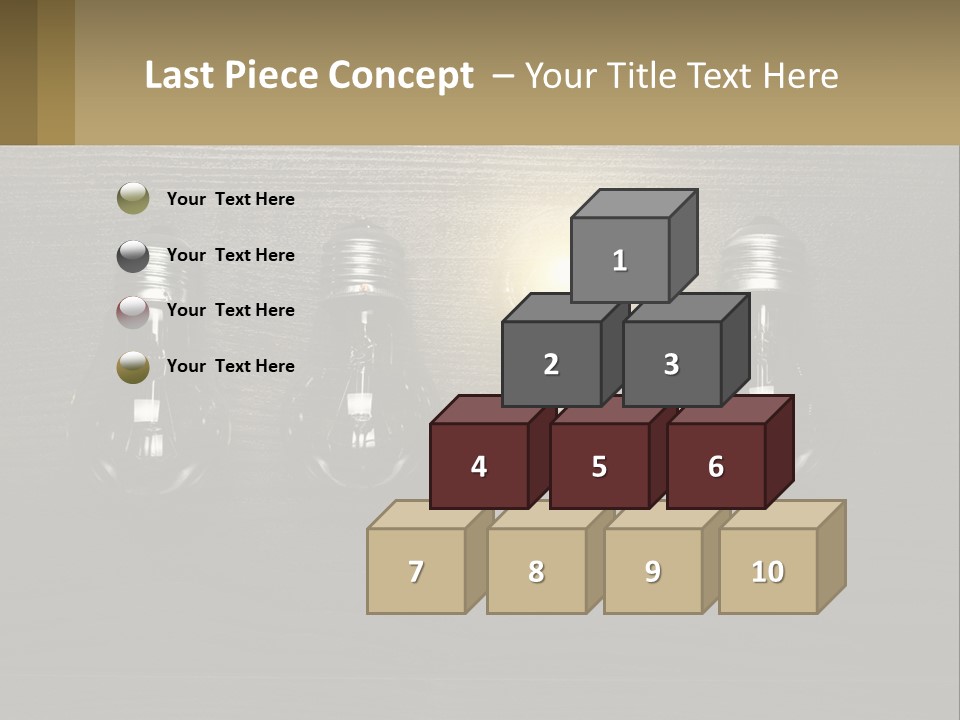 A Group Of Light Bulbs Sitting On Top Of A Wooden Table PowerPoint Template