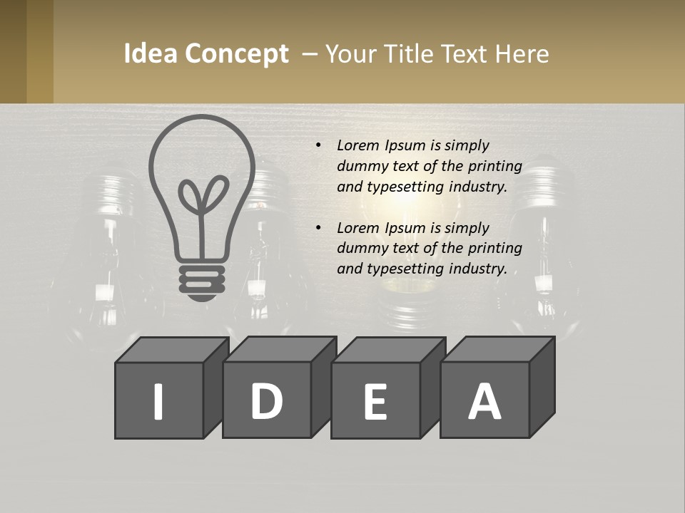 A Group Of Light Bulbs Sitting On Top Of A Wooden Table PowerPoint Template