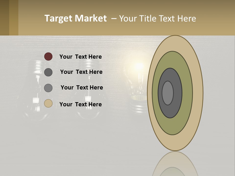 A Group Of Light Bulbs Sitting On Top Of A Wooden Table PowerPoint Template