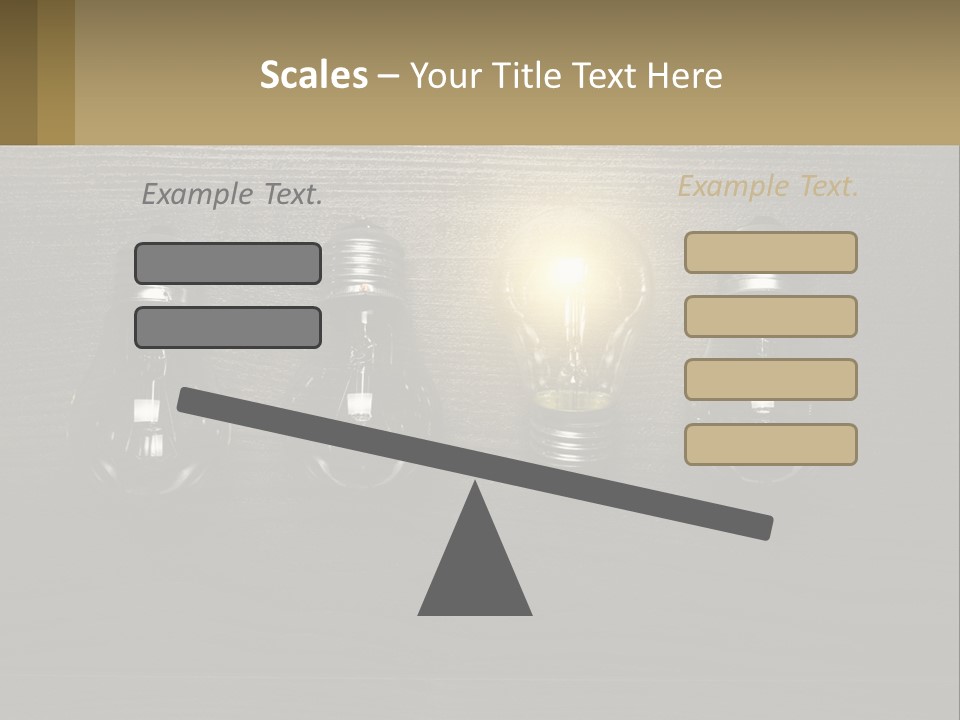 A Group Of Light Bulbs Sitting On Top Of A Wooden Table PowerPoint Template