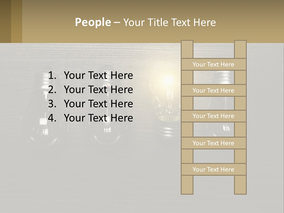 A Group Of Light Bulbs Sitting On Top Of A Wooden Table PowerPoint Template