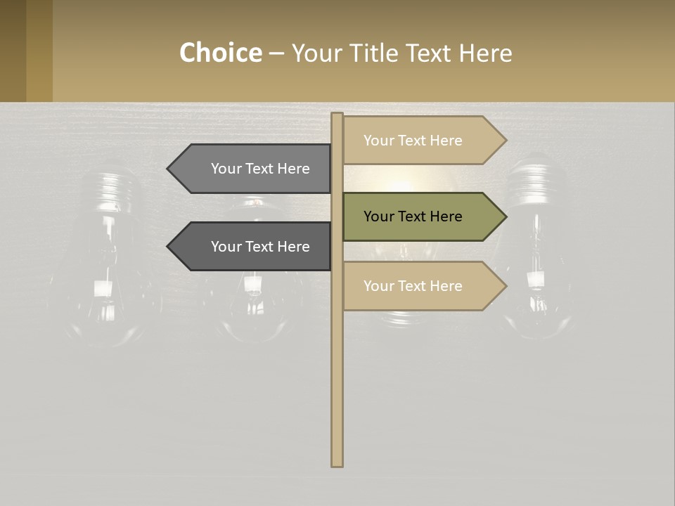 A Group Of Light Bulbs Sitting On Top Of A Wooden Table PowerPoint Template
