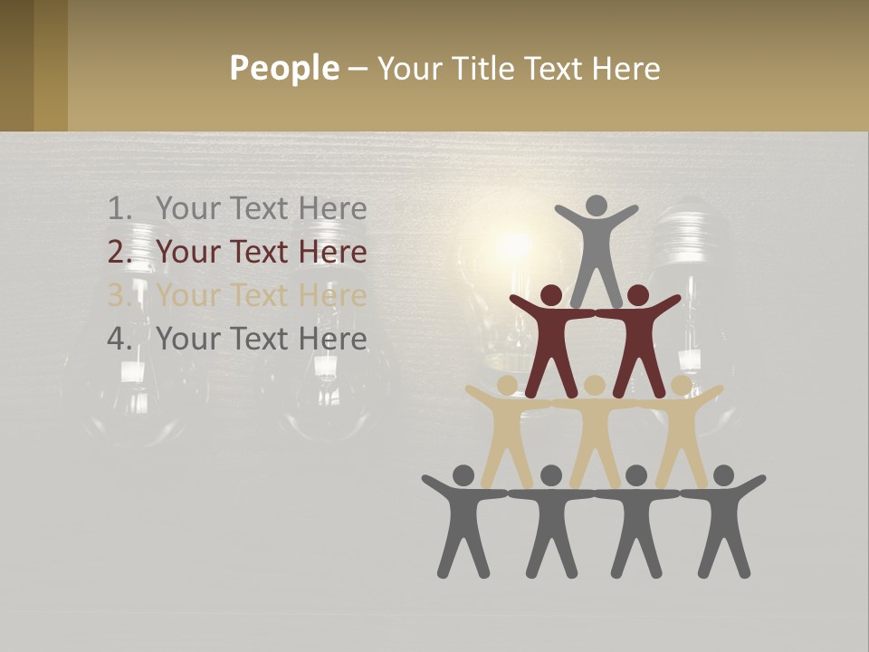 A Group Of Light Bulbs Sitting On Top Of A Wooden Table PowerPoint Template