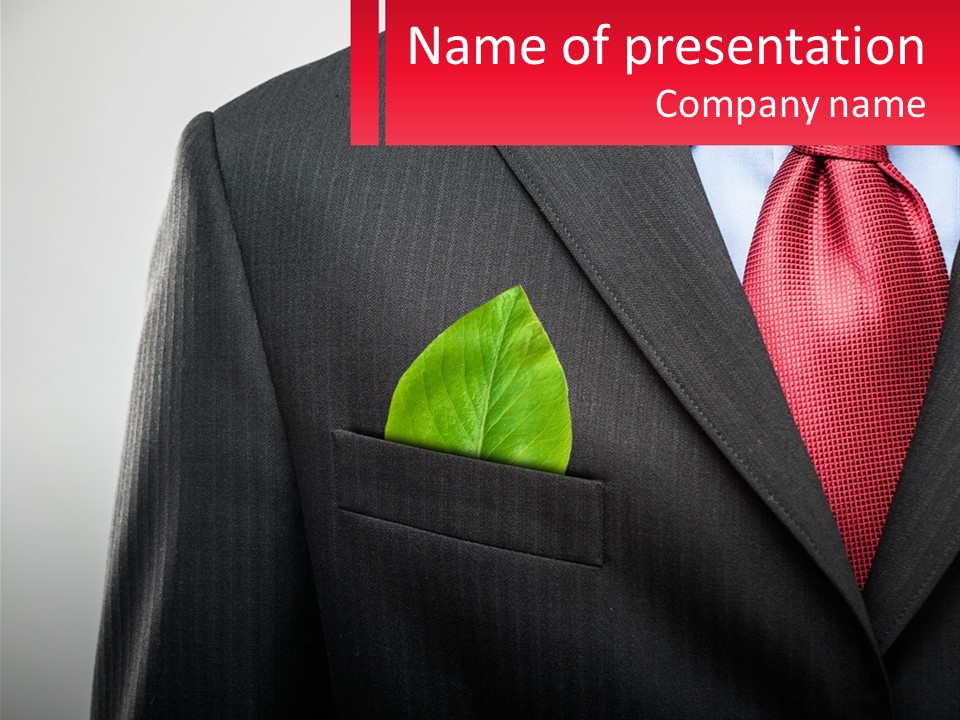 A Man In A Suit With A Green Leaf In His Pocket PowerPoint Template
