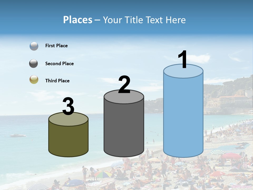 A Crowded Beach With Many People On It PowerPoint Template