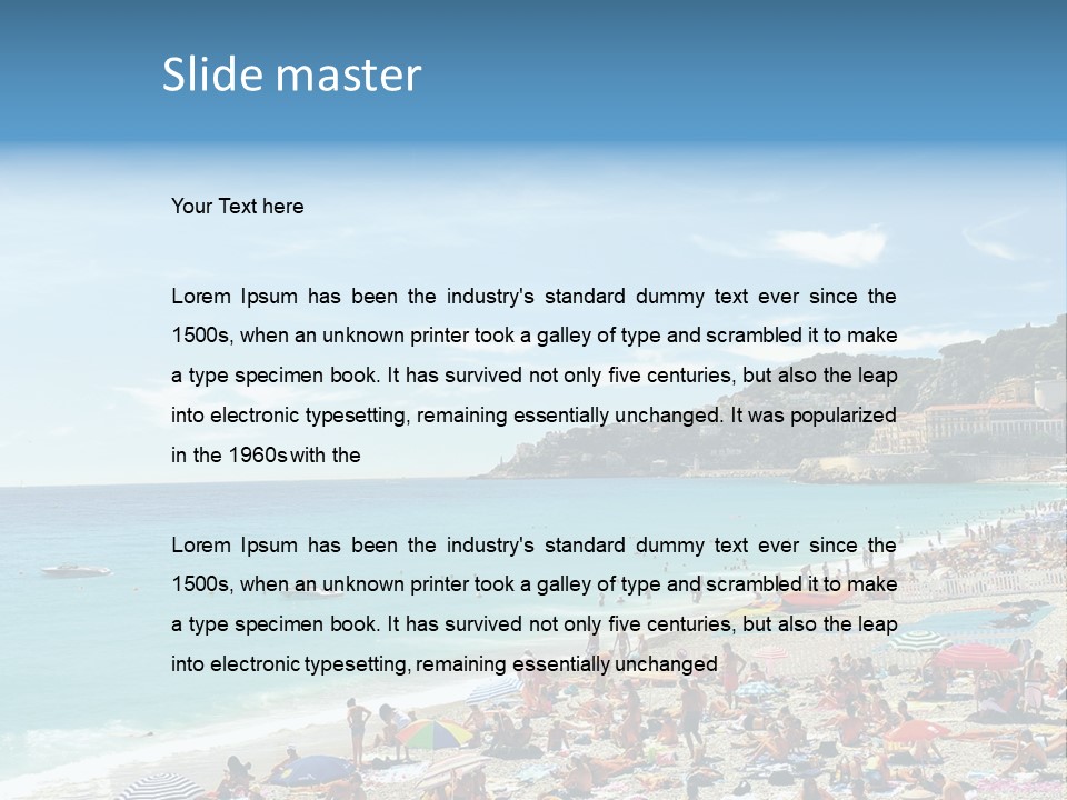 A Crowded Beach With Many People On It PowerPoint Template