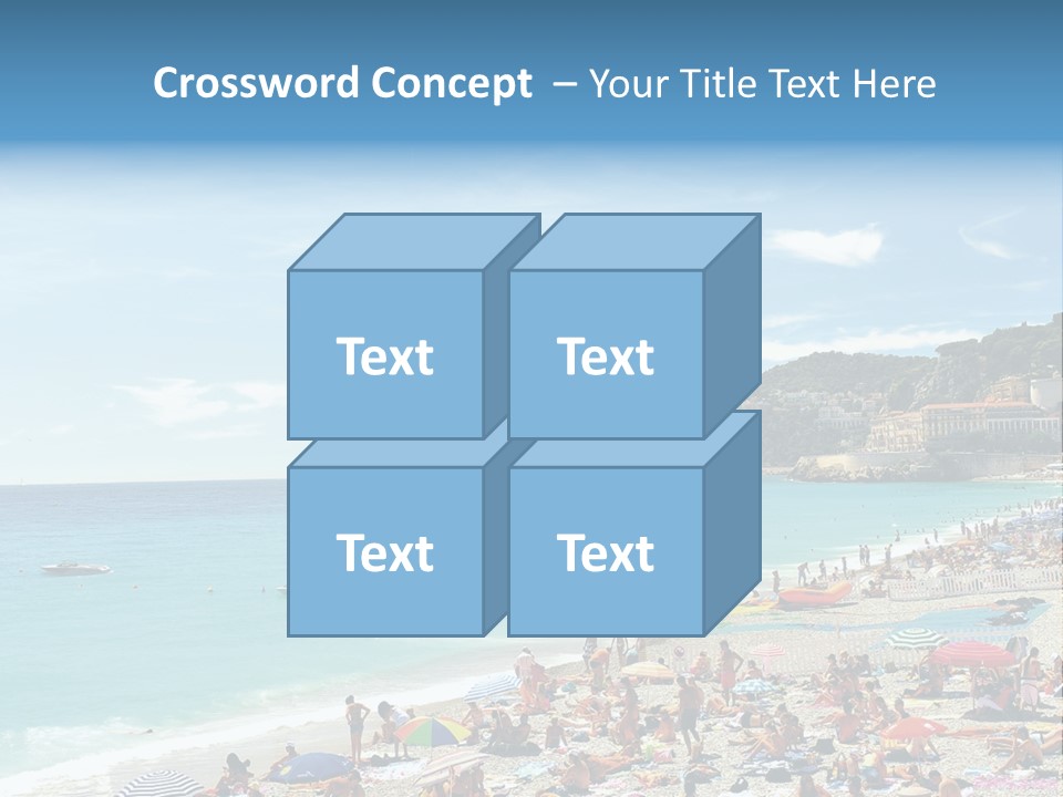 A Crowded Beach With Many People On It PowerPoint Template