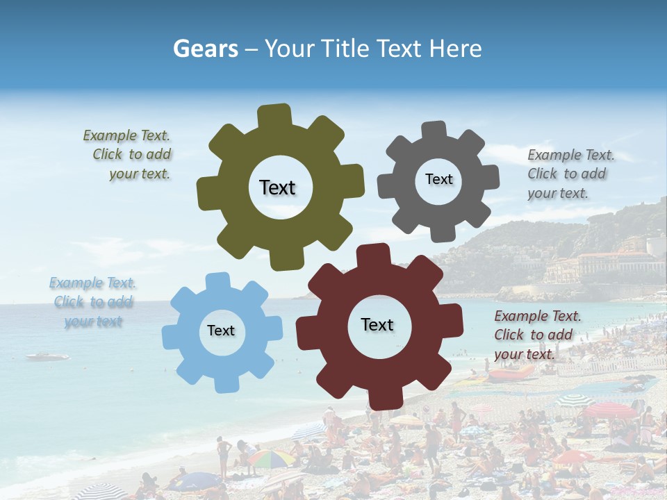 A Crowded Beach With Many People On It PowerPoint Template