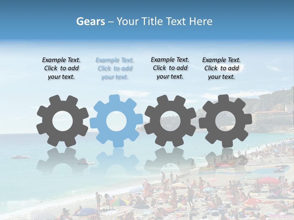 A Crowded Beach With Many People On It PowerPoint Template