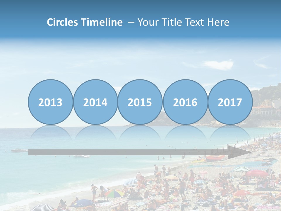 A Crowded Beach With Many People On It PowerPoint Template