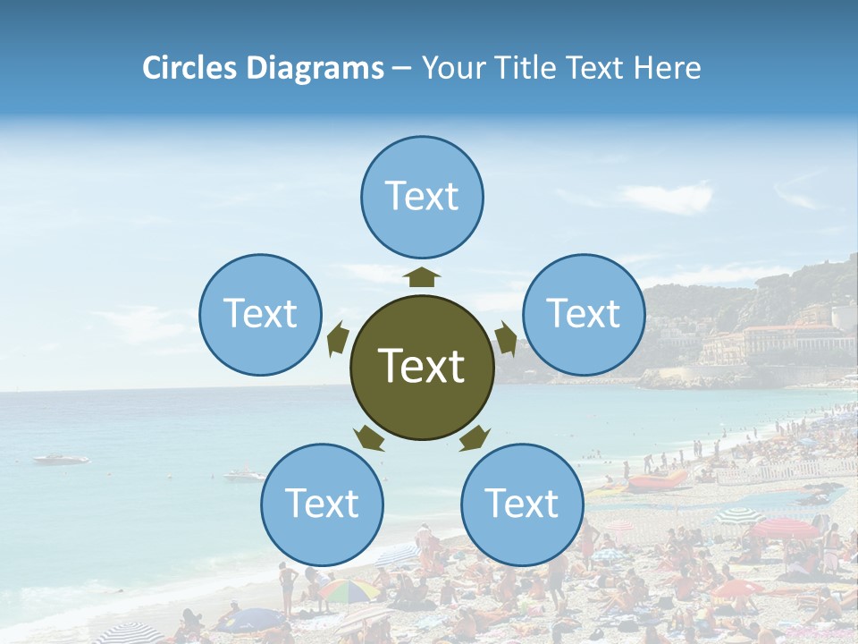 A Crowded Beach With Many People On It PowerPoint Template