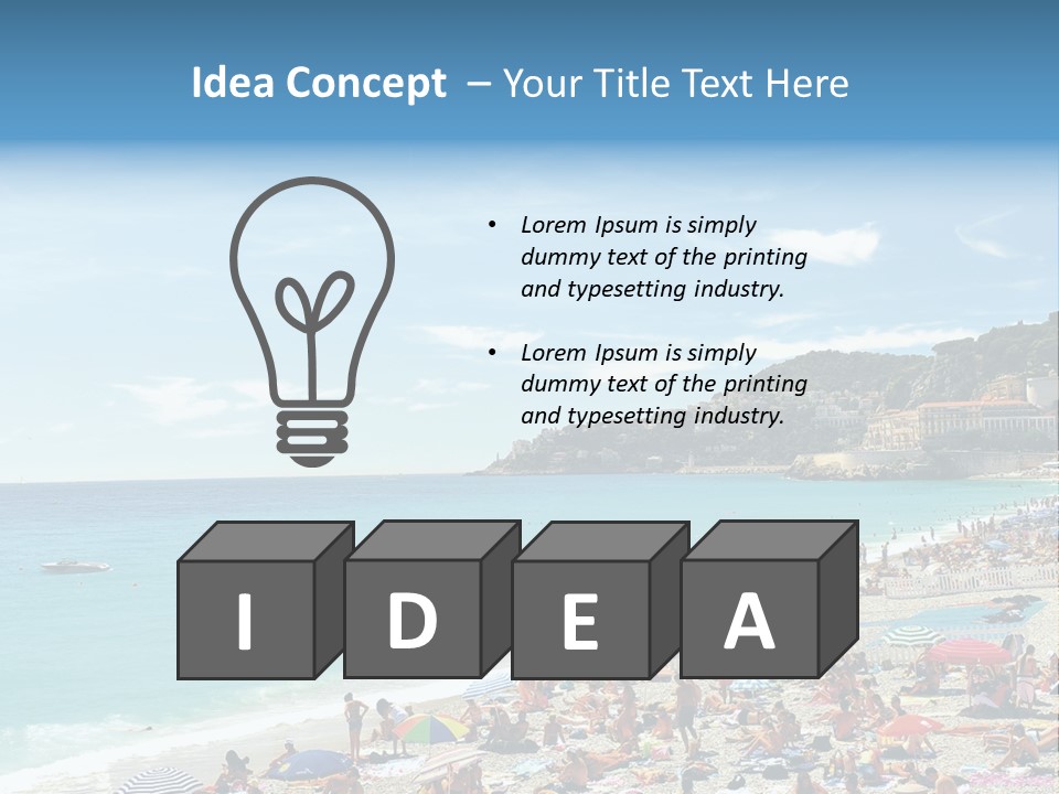A Crowded Beach With Many People On It PowerPoint Template