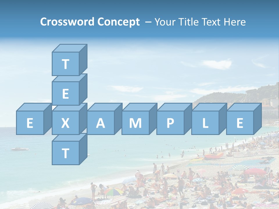 A Crowded Beach With Many People On It PowerPoint Template