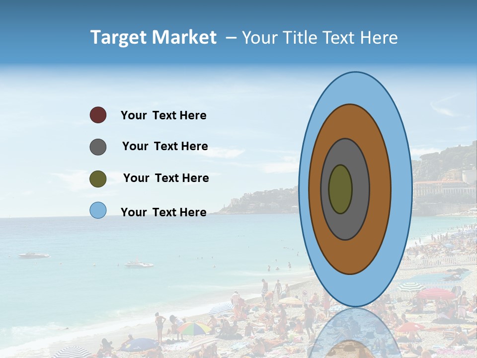 A Crowded Beach With Many People On It PowerPoint Template