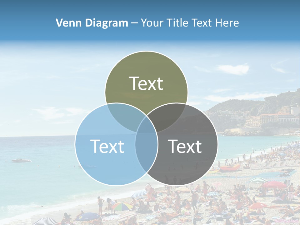 A Crowded Beach With Many People On It PowerPoint Template