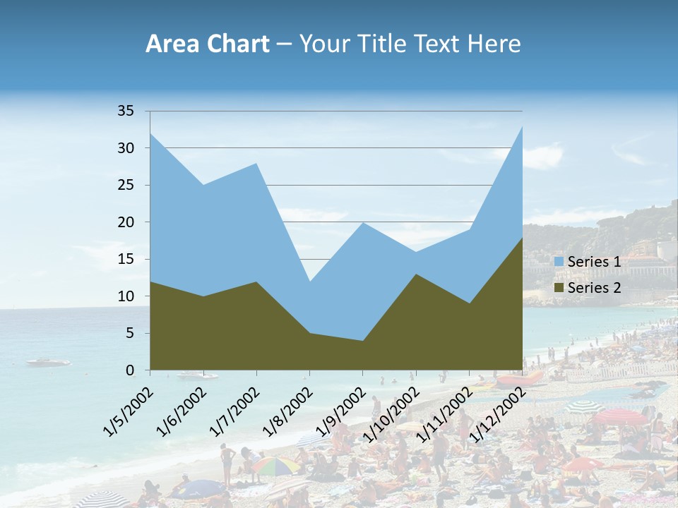 A Crowded Beach With Many People On It PowerPoint Template