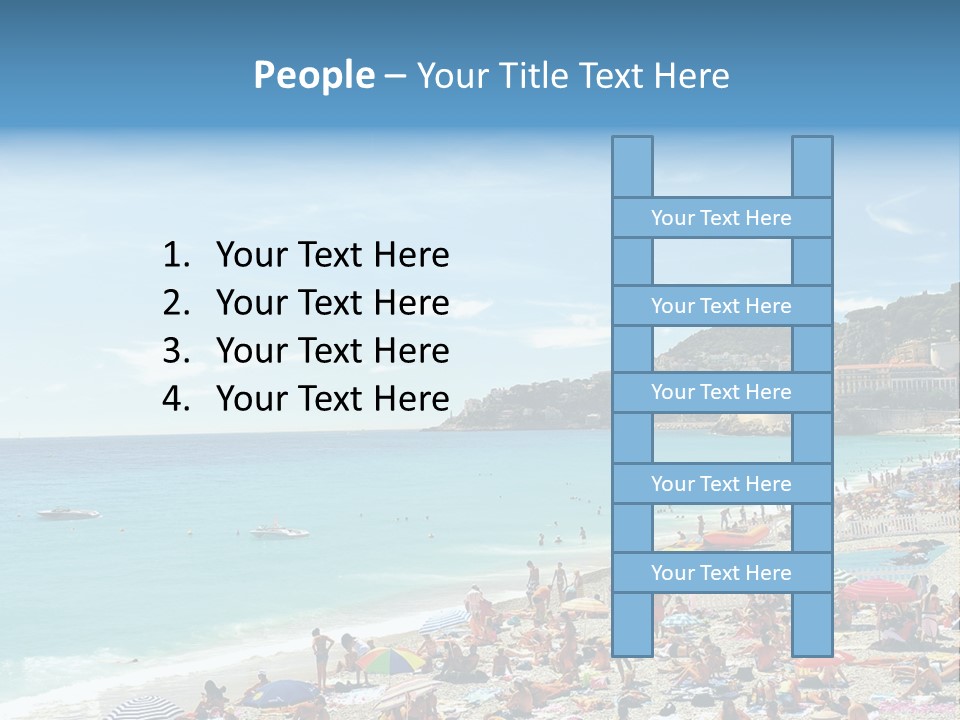 A Crowded Beach With Many People On It PowerPoint Template