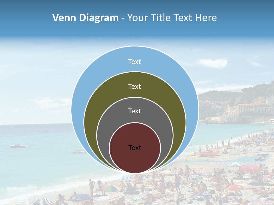 A Crowded Beach With Many People On It PowerPoint Template