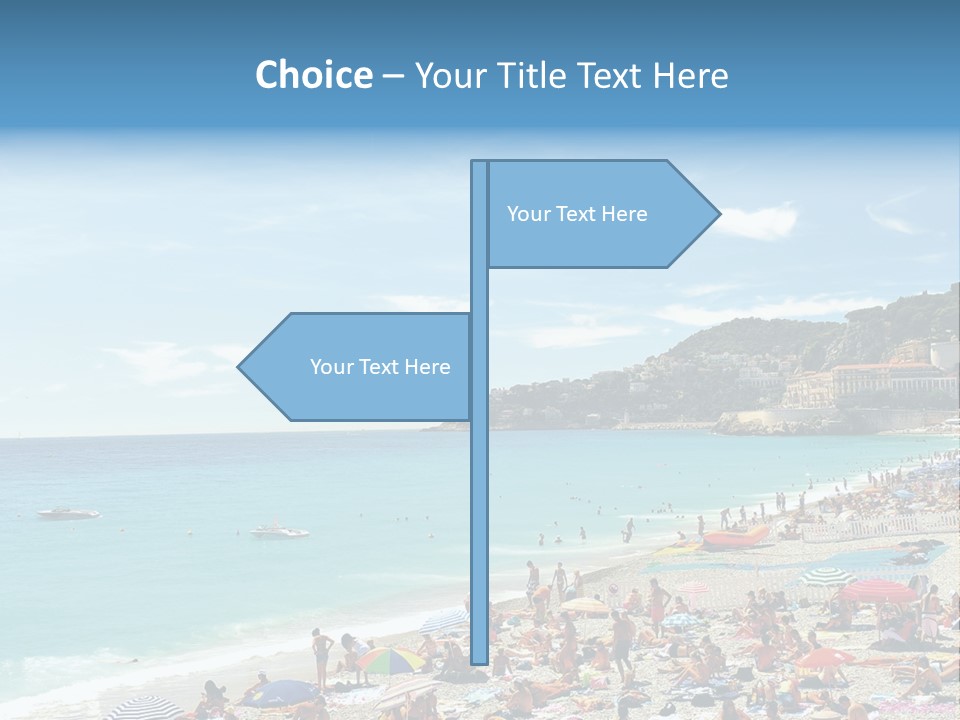 A Crowded Beach With Many People On It PowerPoint Template