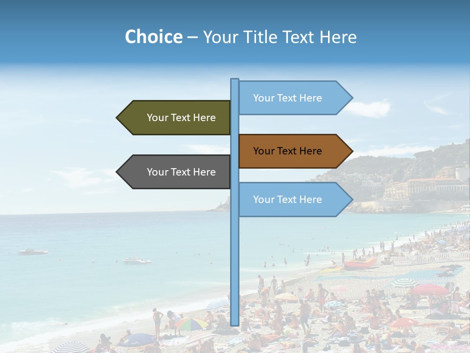 A Crowded Beach With Many People On It PowerPoint Template