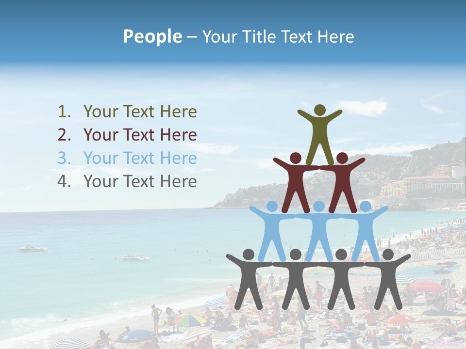 A Crowded Beach With Many People On It PowerPoint Template