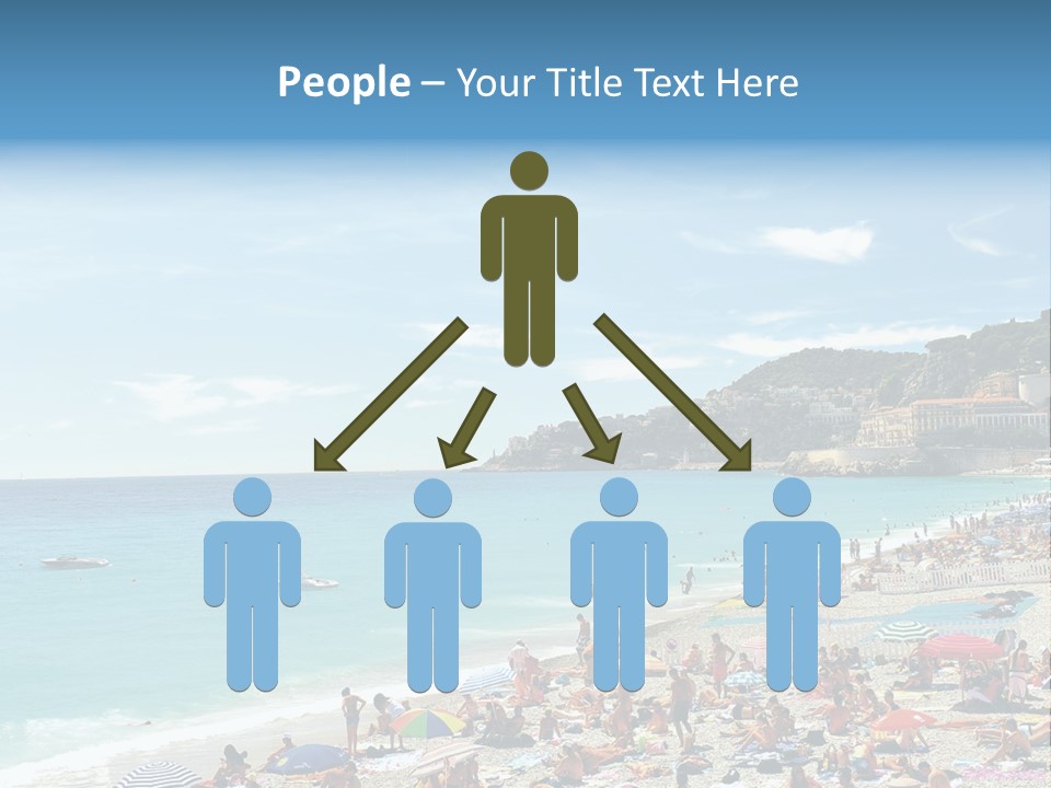 A Crowded Beach With Many People On It PowerPoint Template