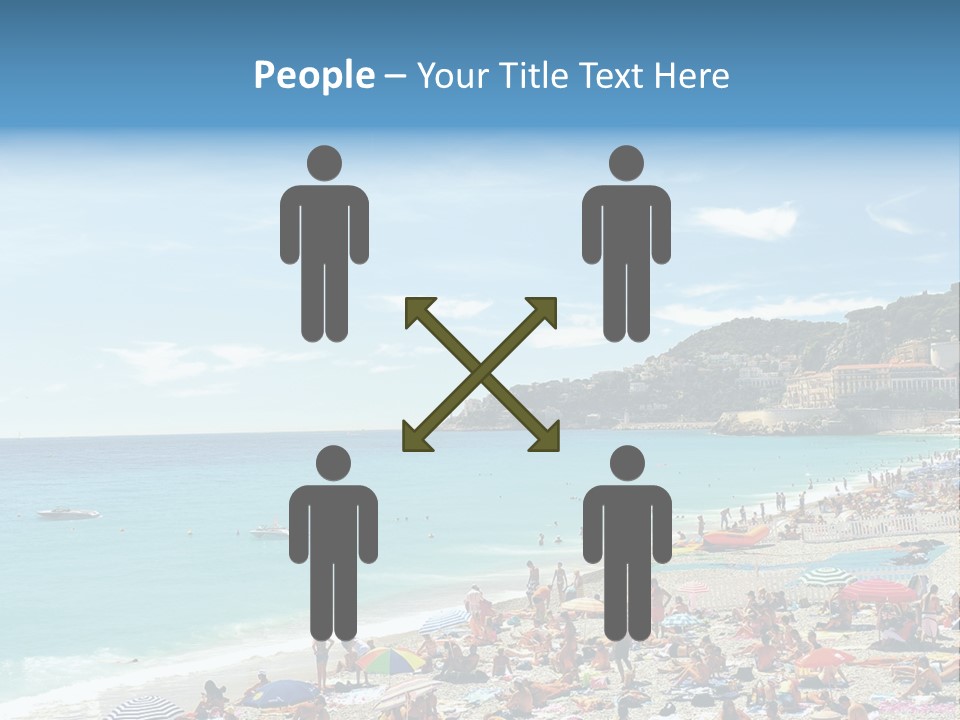 A Crowded Beach With Many People On It PowerPoint Template