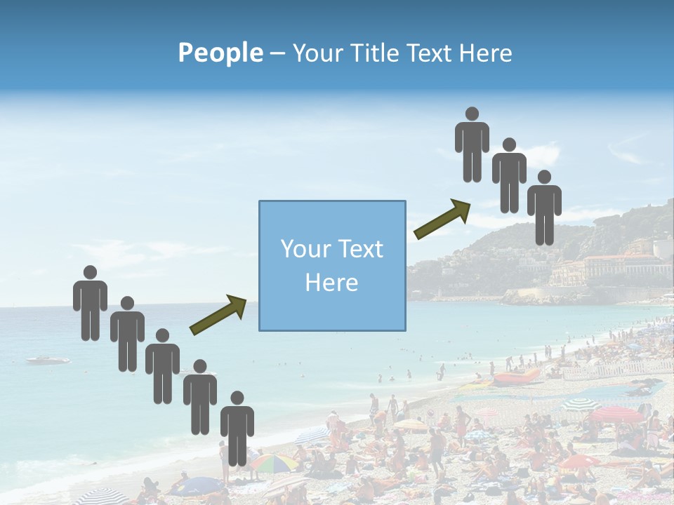 A Crowded Beach With Many People On It PowerPoint Template
