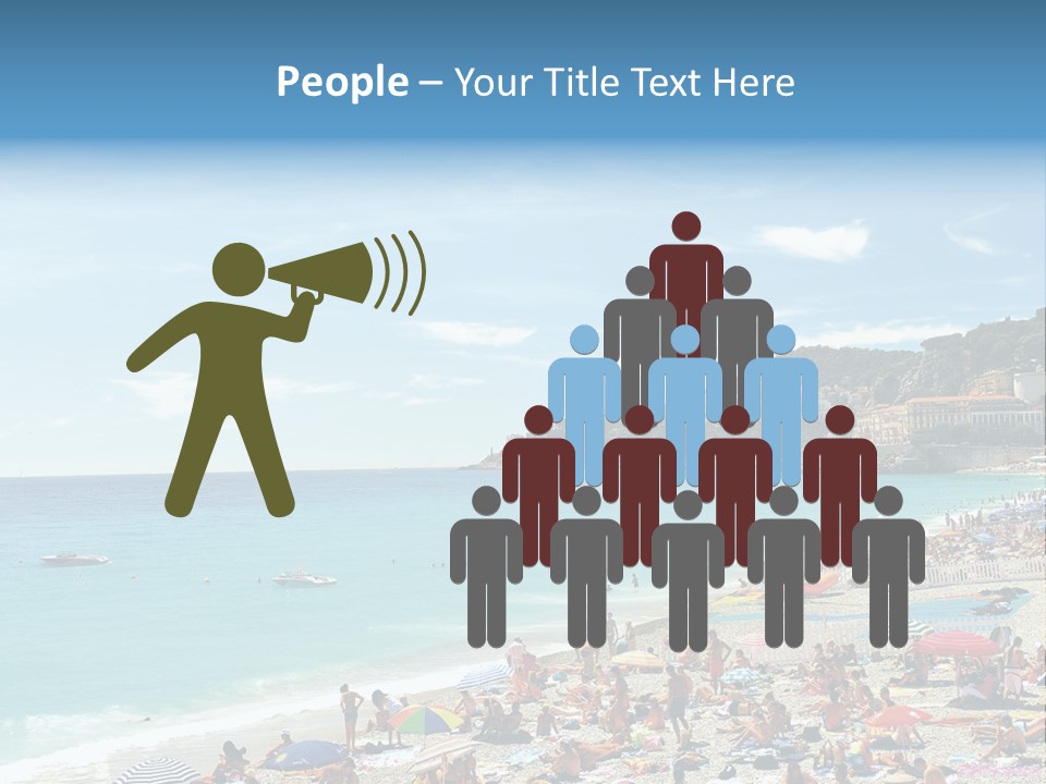 A Crowded Beach With Many People On It PowerPoint Template