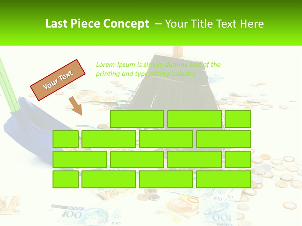 A Broom And Some Money On A Table PowerPoint Template