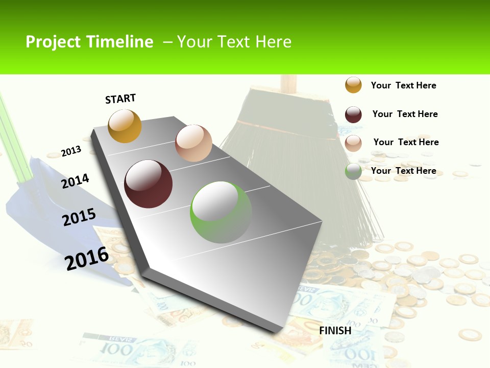 A Broom And Some Money On A Table PowerPoint Template