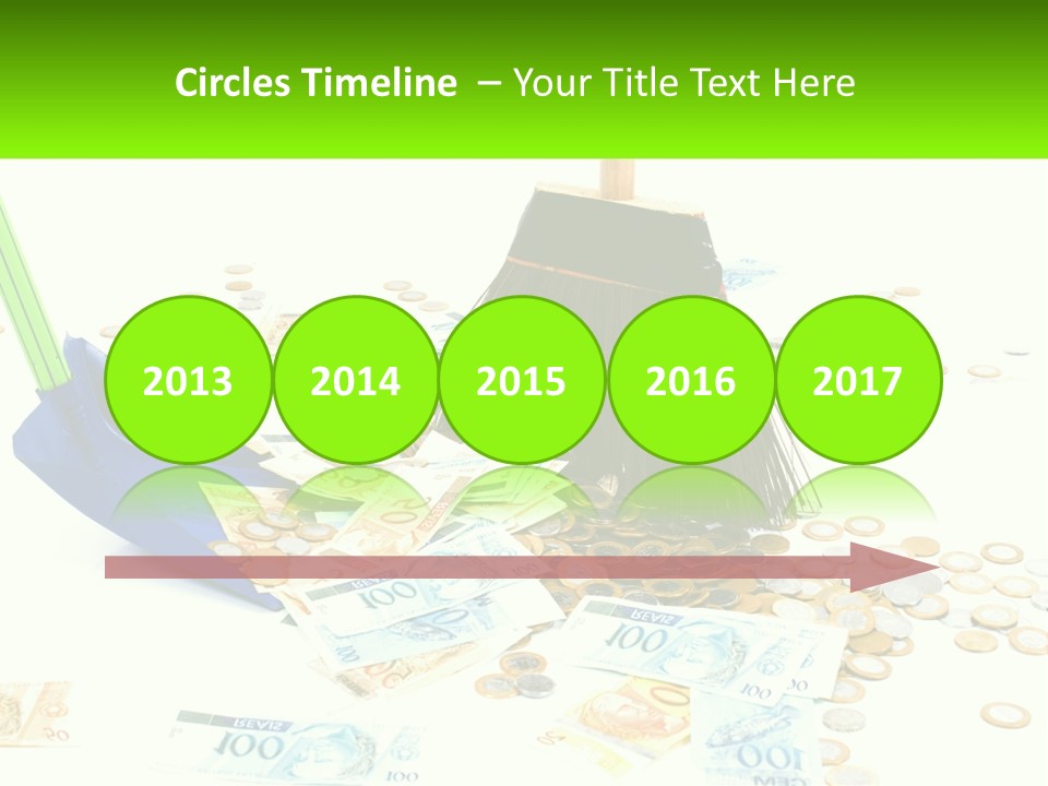 A Broom And Some Money On A Table PowerPoint Template