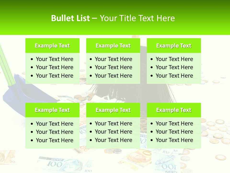 A Broom And Some Money On A Table PowerPoint Template