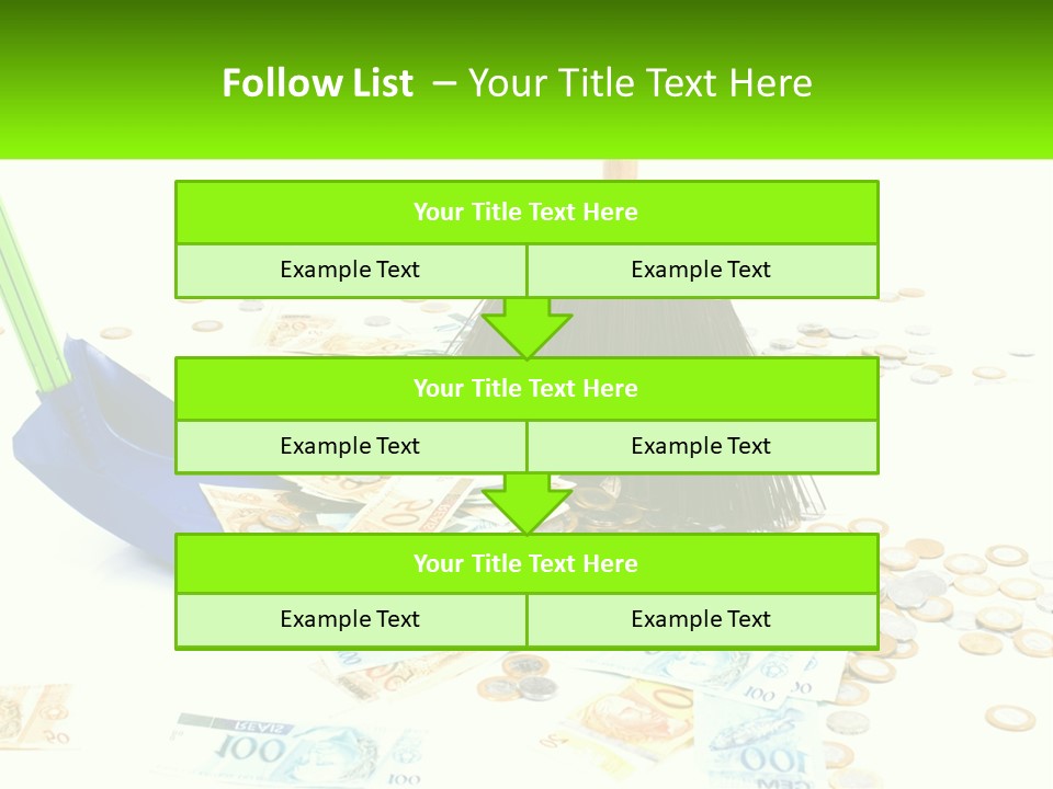 A Broom And Some Money On A Table PowerPoint Template