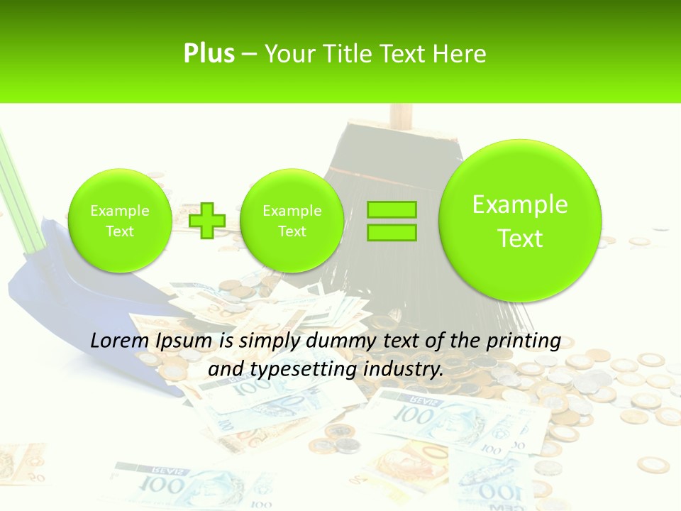 A Broom And Some Money On A Table PowerPoint Template