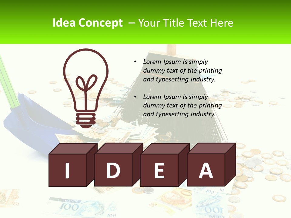 A Broom And Some Money On A Table PowerPoint Template