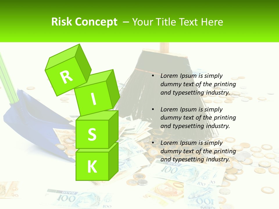 A Broom And Some Money On A Table PowerPoint Template