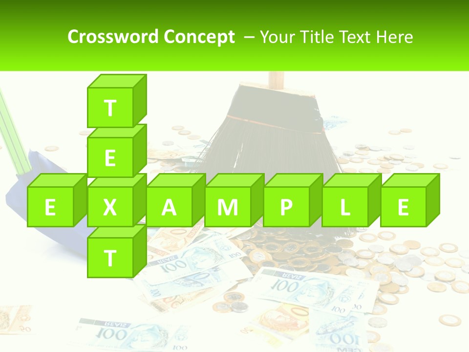 A Broom And Some Money On A Table PowerPoint Template