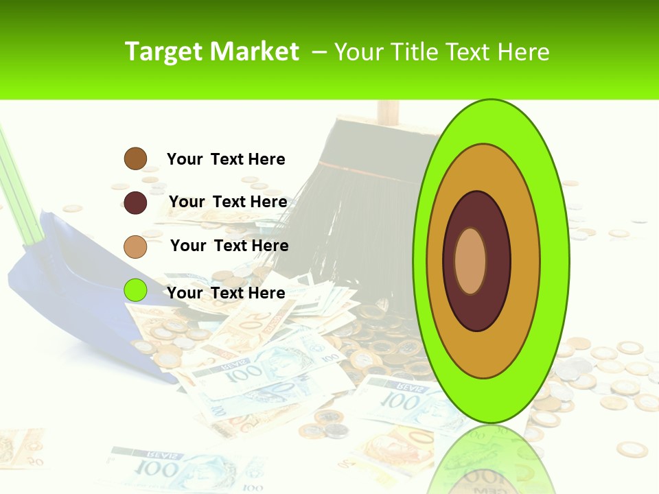 A Broom And Some Money On A Table PowerPoint Template
