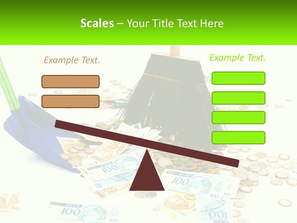 A Broom And Some Money On A Table PowerPoint Template