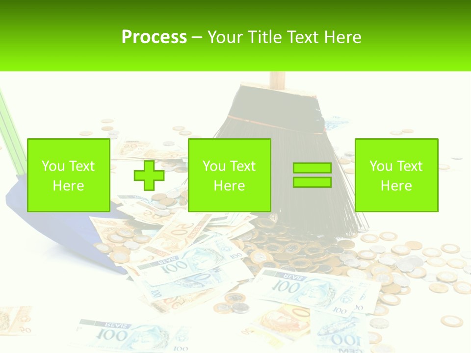 A Broom And Some Money On A Table PowerPoint Template