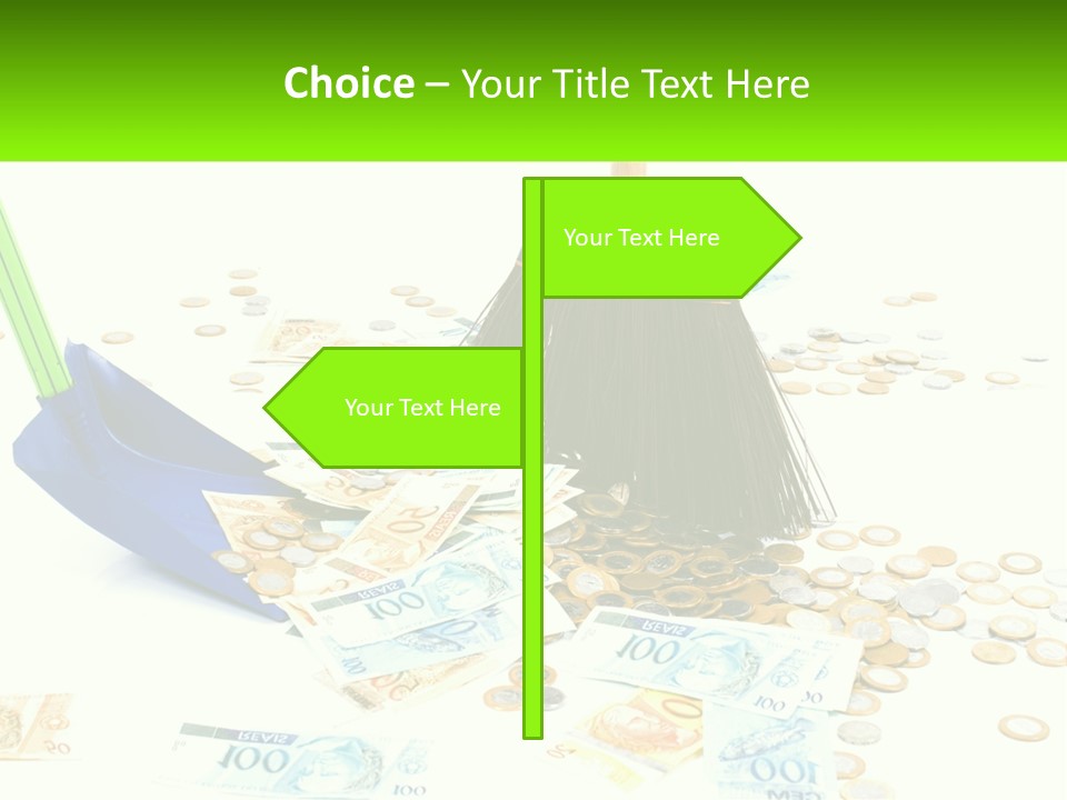 A Broom And Some Money On A Table PowerPoint Template