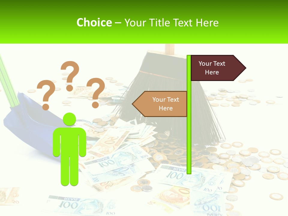 A Broom And Some Money On A Table PowerPoint Template