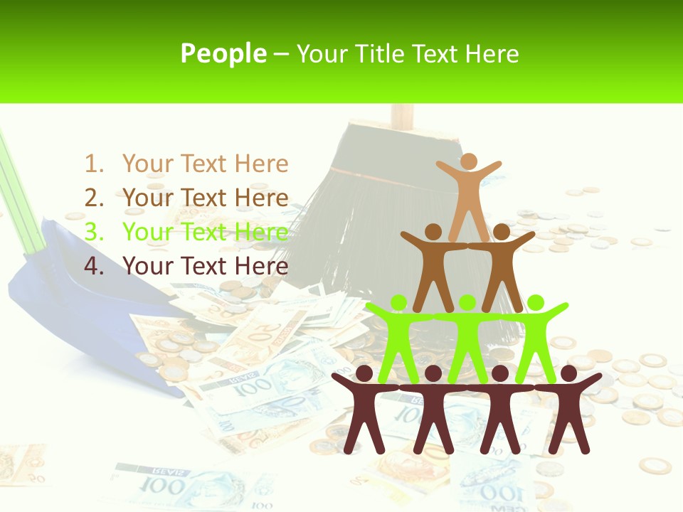 A Broom And Some Money On A Table PowerPoint Template