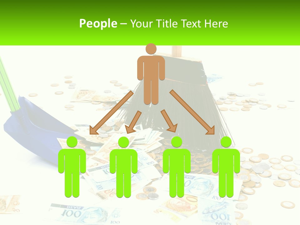 A Broom And Some Money On A Table PowerPoint Template