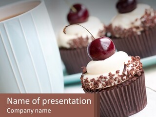 A Cupcake With A Cherry On Top Of It PowerPoint Template