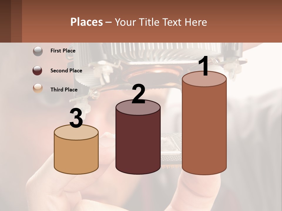 A Man Holding Up A Piece Of Metal In Front Of His Face PowerPoint Template