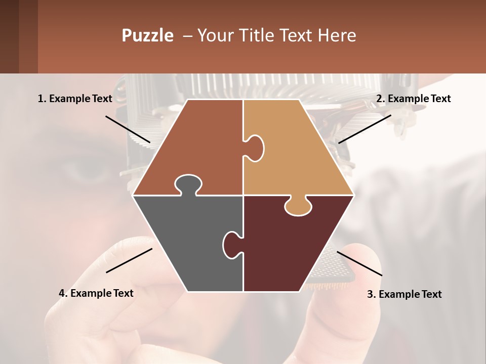 A Man Holding Up A Piece Of Metal In Front Of His Face PowerPoint Template