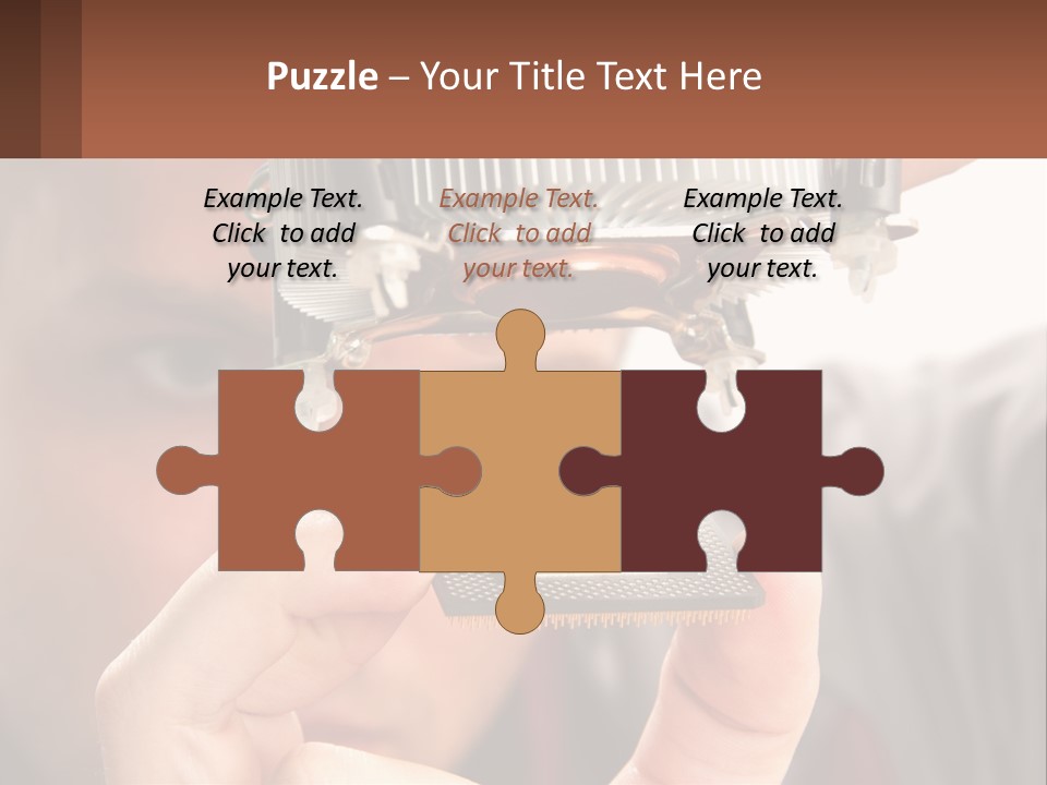 A Man Holding Up A Piece Of Metal In Front Of His Face PowerPoint Template